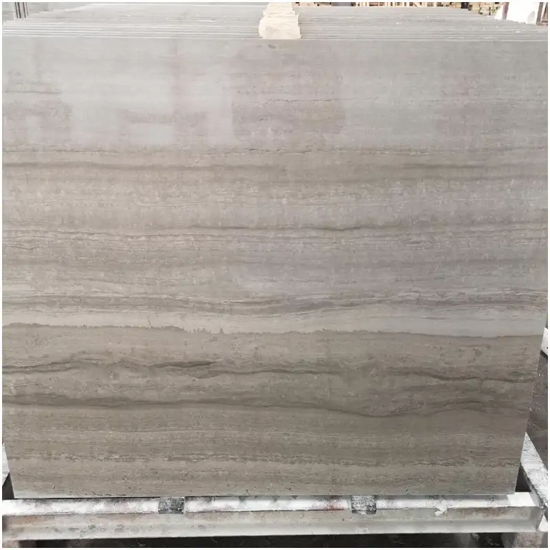 Wooden Grey Marble Polished Big Slab With Natural Continuous Wood Vein Light Grey Layered Marble Stone For Wall Floor Background Decoration