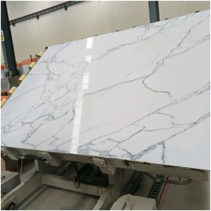 are artificial marble tiles better Polished Calacatta White Artificial Marble Slab Stone Factory Production Line Photo are artificial marble tiles better High Gloss Calacatta White Artificial Marble Slab Thin Grey Vein Engineered Stone For Kitchen Countertop Wall Floor Wholesale From China Factory