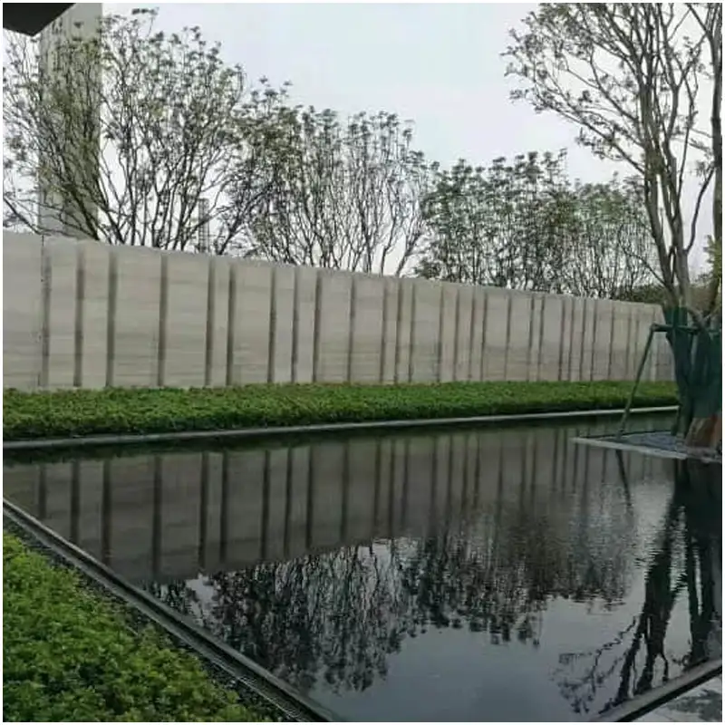 Wooden White Marble Vertical Slab Boundary Fence Wall for Residential Waterscape Entrance Landscape