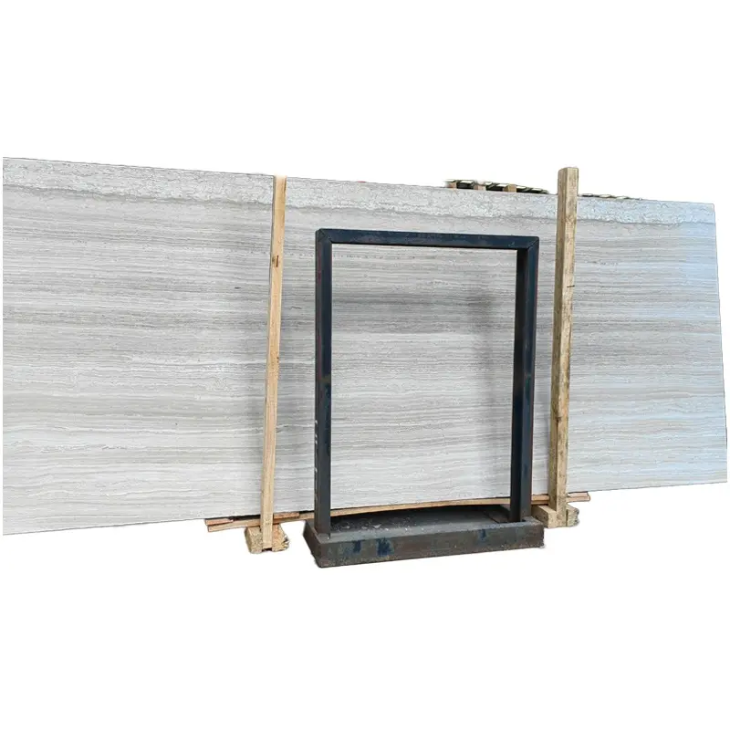 Wooden White Marble Honed Slabs 