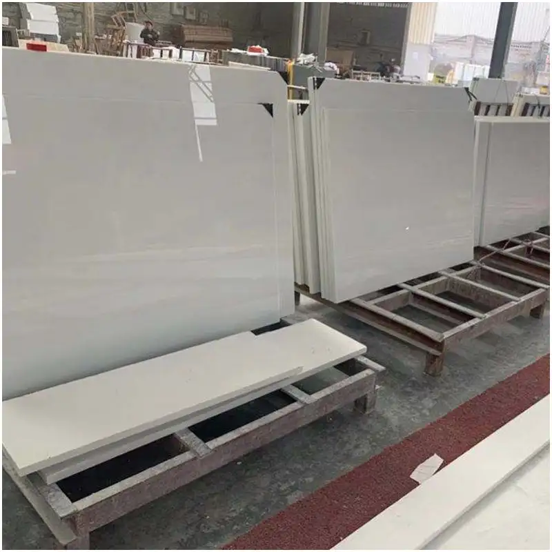 pure-white-nano-glass-slab-tiles Pure white nano glass slab tiles prepared in factory for modern interior projects