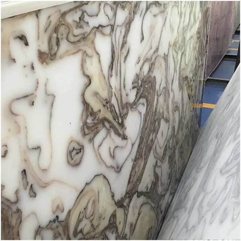 white-artificial-onyx-marble-panel White artificial onyx marble panel with grey taupe veins for interior decoration
