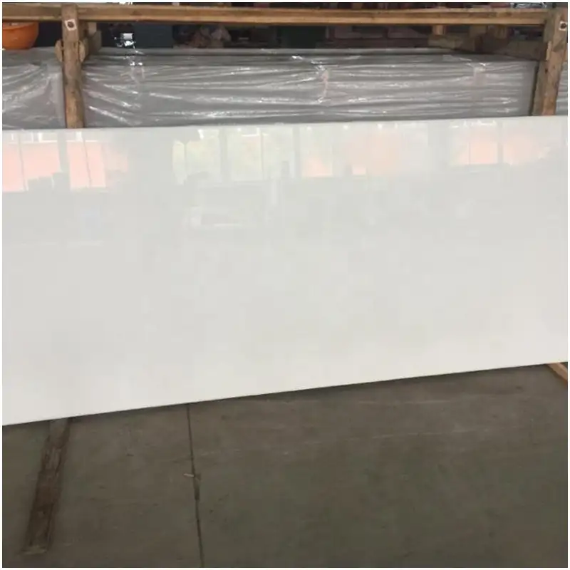 white-nanoglass-tile-slab White nanoglass tile slab with polished surface for wall cladding and flooring projects