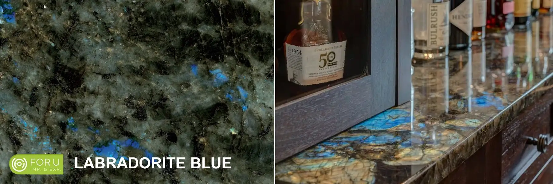 Lemurian Blue Granite 2026: The Labradorescence Effect Definitive Guide for Backlit Luxury Features 7 Labradorite-Blue-Granite-Bar-Countertop-FOR-U-STONE