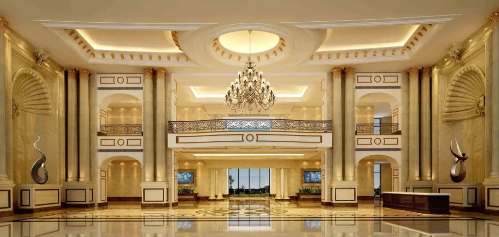 Best Marble Colors for Different Projects: How to Choose the Right Shade 1 Lobby dell'hotel in marmo beige naturale Progetti in scala