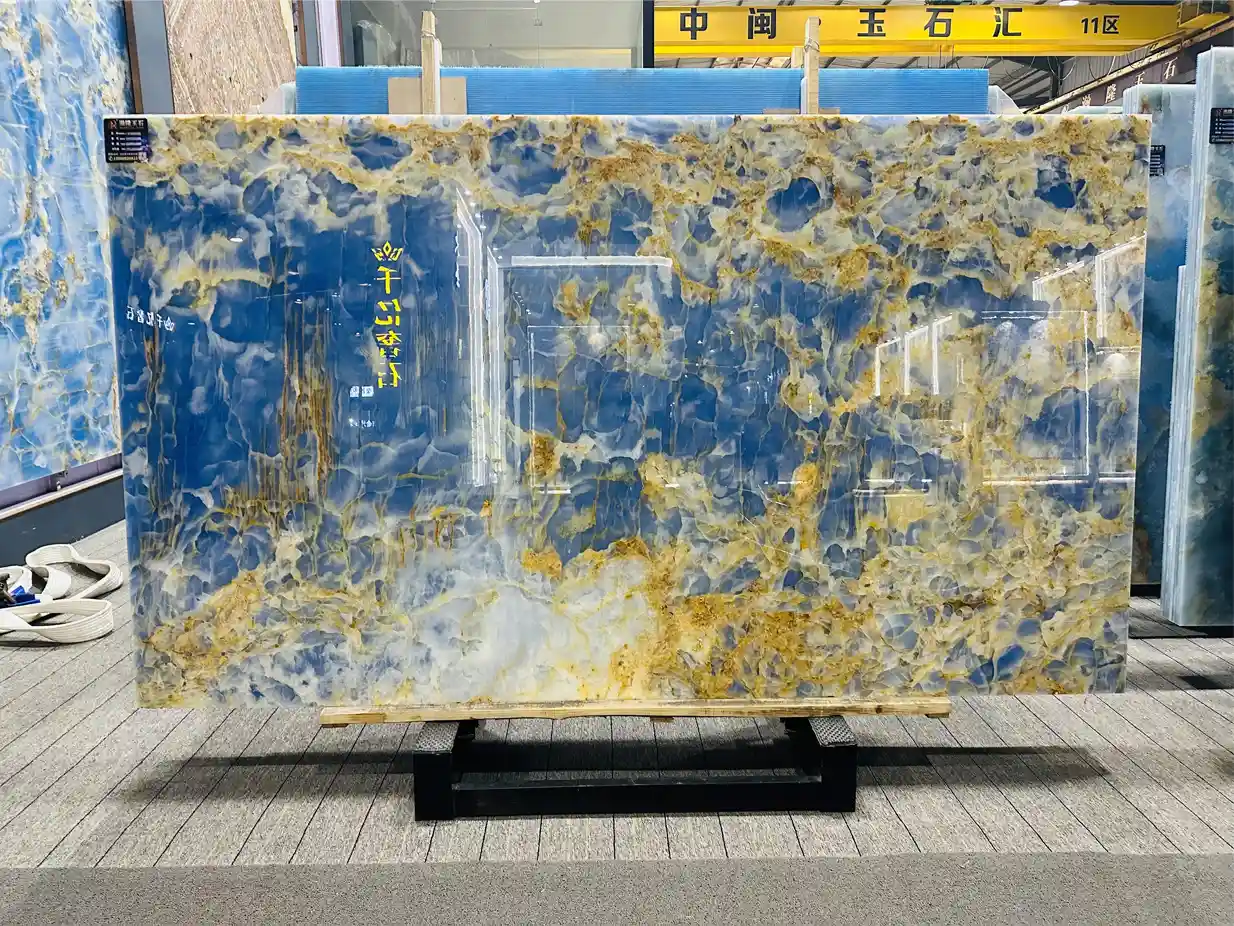 Backlit Blue Onyx Marble Slabs, Tiles, Vanity Tops Factory-FORU STONE