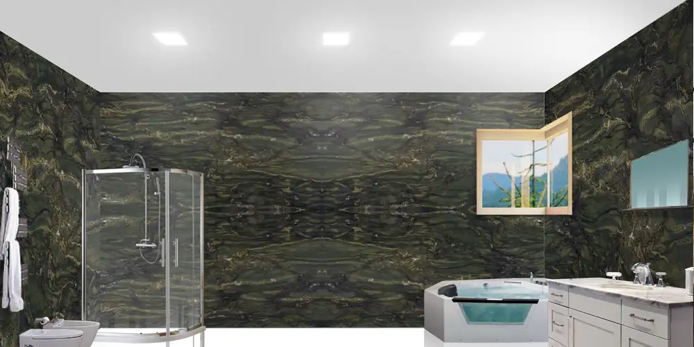 Fusion-Green-Quartzite-Bookmatched-Bathroom-Feature-Wall-Designs