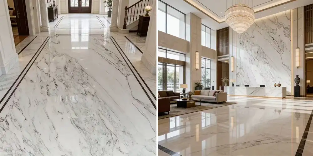 Дизайн роскошных вилл, полов и стен из мрамора Calacatta-Silk-White-Marble