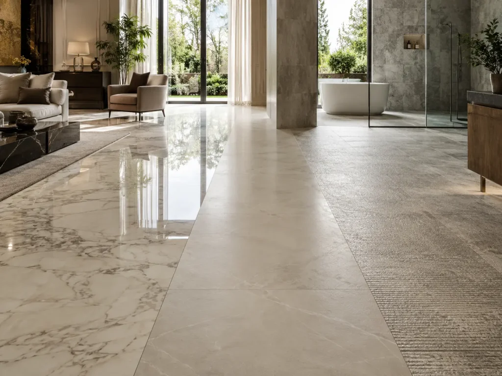 Polished vs Honed vs Textured Marble Floor Tiles