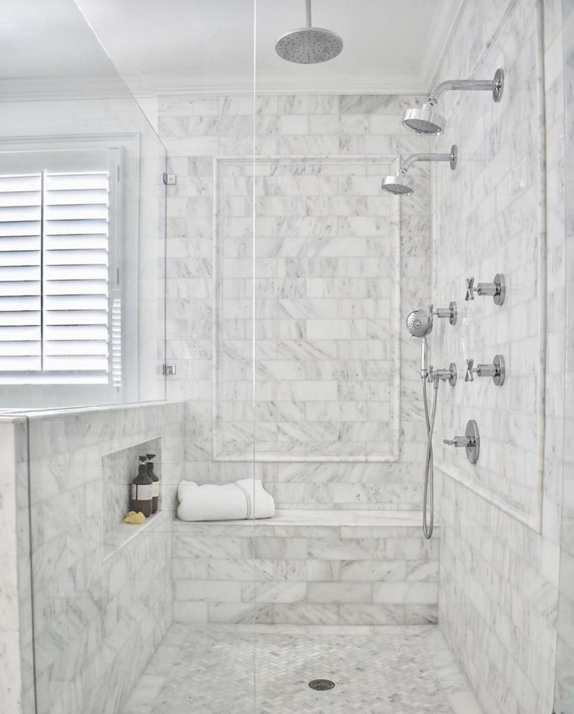 White Marble Mosaics for Bathroom Walls