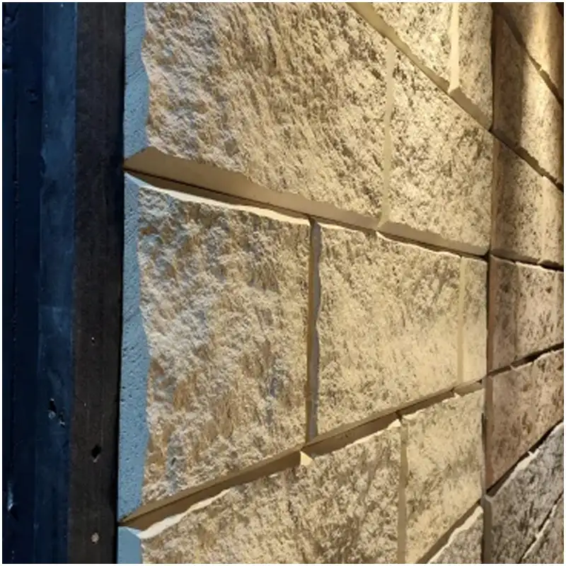 Castle Beige Limestone Splited Face Slabs 6 Castle Beige Limestone split-face interior wall cladding project with warm beige natural texture