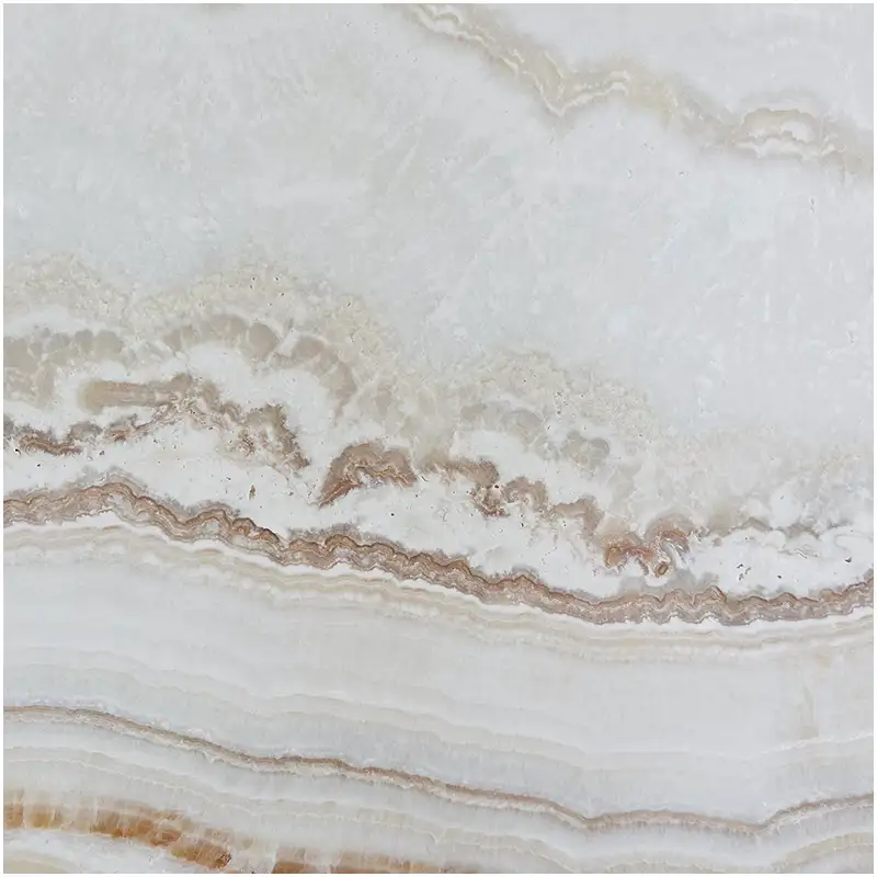 Ivory Onyx Marble full slab with cream translucent pattern for cut-to-size stone projects