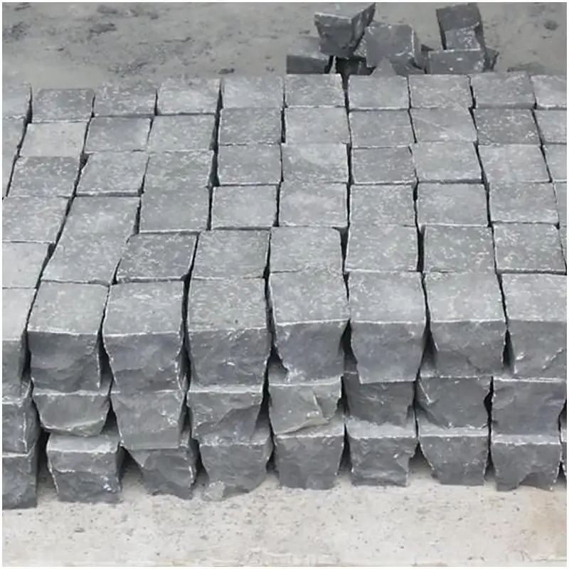 الأخبار 8 Natural Split Black Basalt Cobble Stone Rough Surface Cube Basalt Cobblestone for Driveway Paving Garden Walkway Landscape Stone