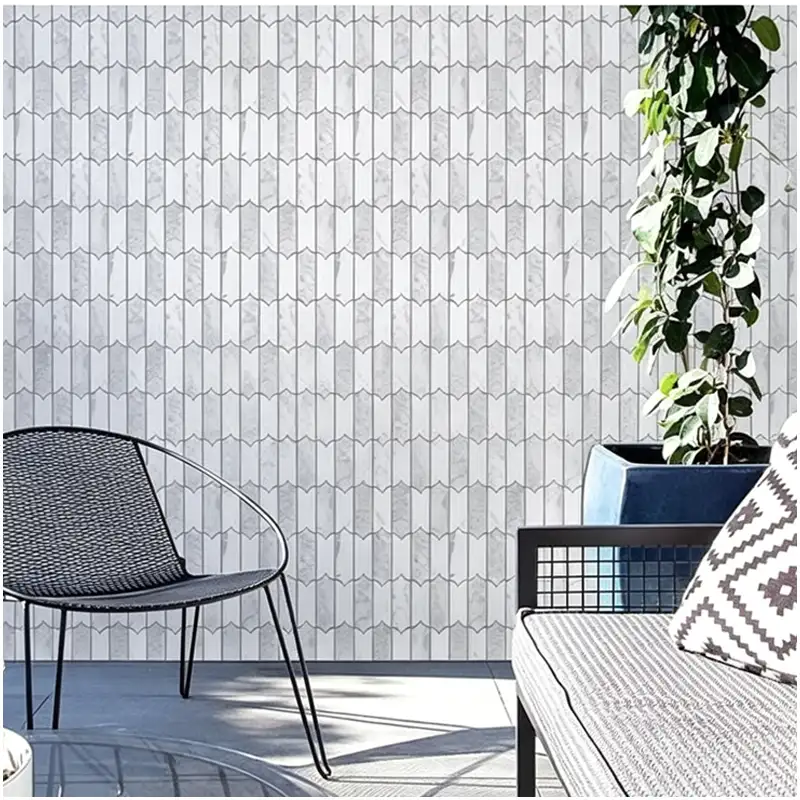 Light Grey Hexagonal Marble Mosaic Tile for Modern Balcony Feature Wall Cladding
