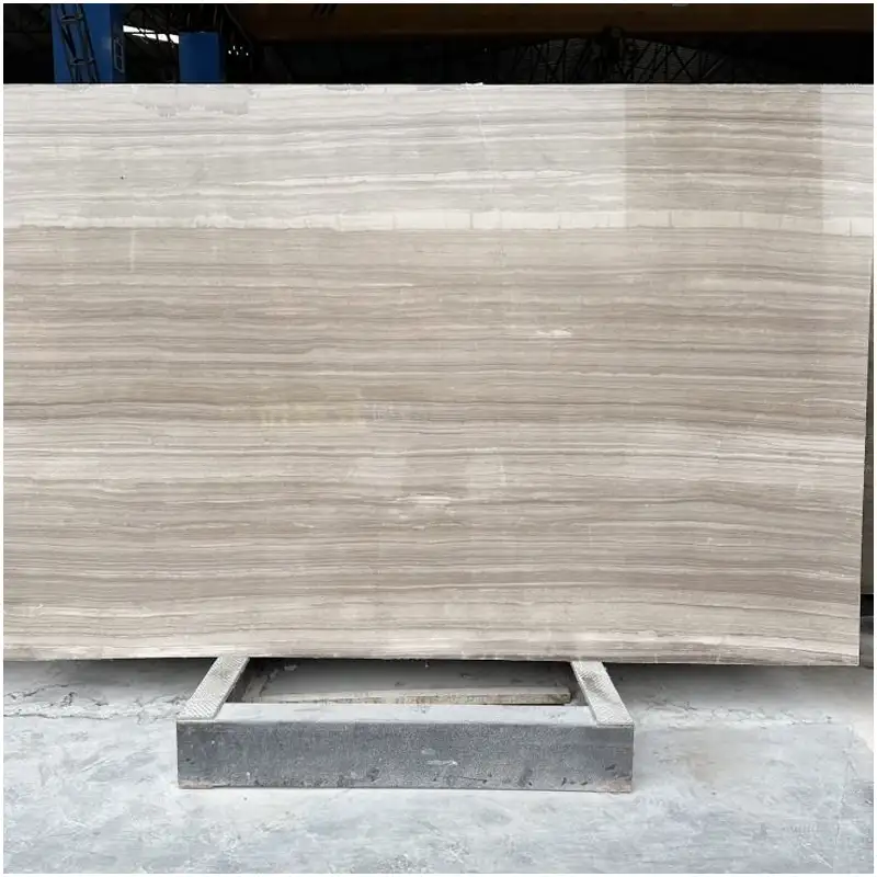 Chinese Wooden Grey Marble Polished Big Slab Natural Horizontal Wood Vein Grey Marble Stone For Interior Wall Floor Background Decoration