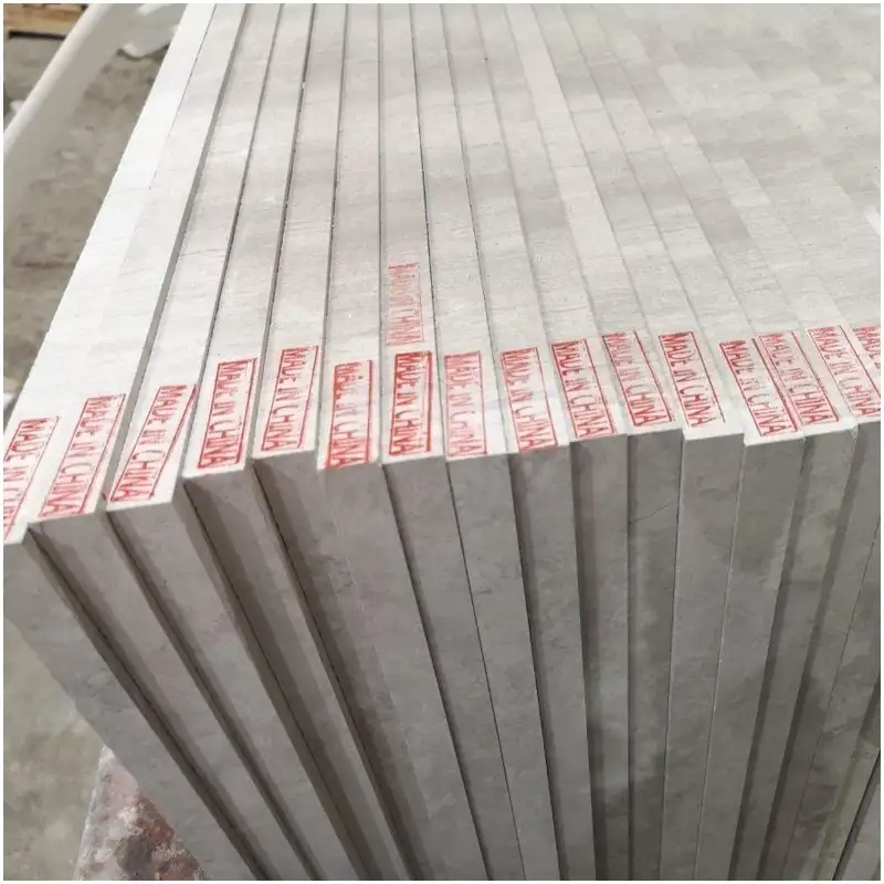 Thin Wooden Grey Marble Floor Wall Tiles Stacked With Made In China Stamp Light Grey Wood Vein Marble Tiles For Interior Decoration Wholesale