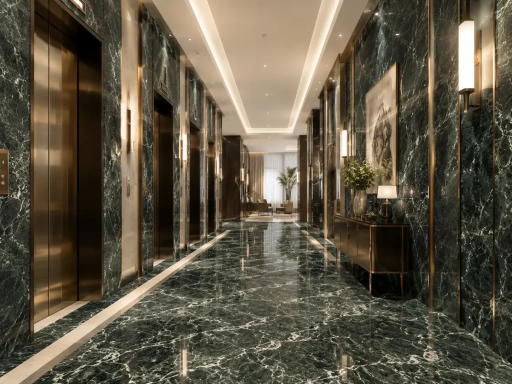 Verde Alpi Green Marble for Hotel Hallway Verde Alpi Green Marble for Hotel Hallway