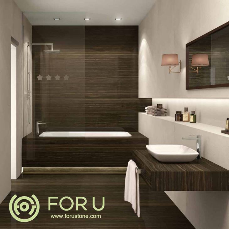Eramosa Vein Cut Browm Marble Bathroom Projects 