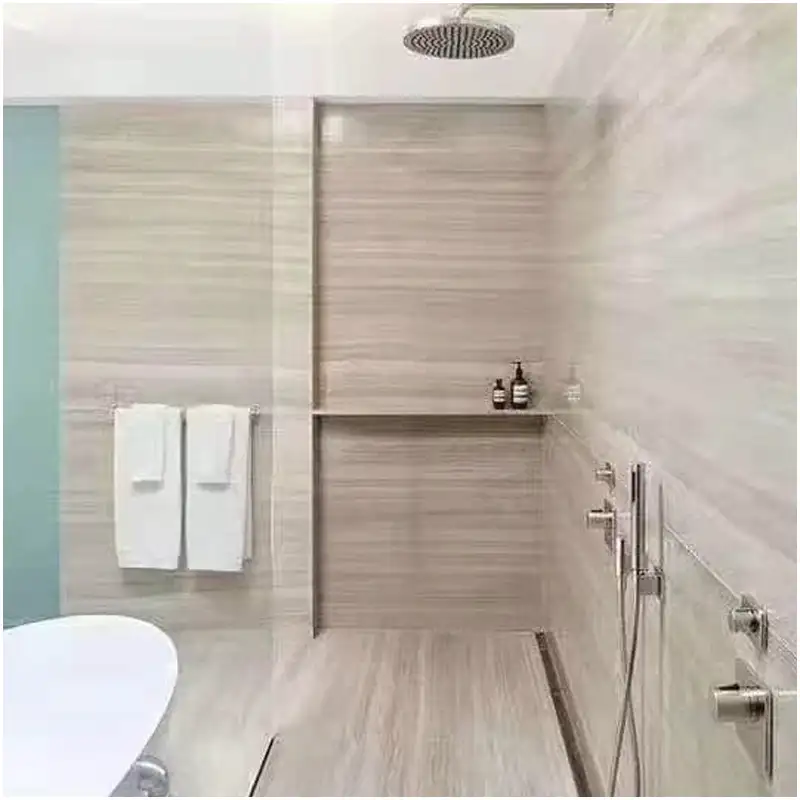 Wooden White Marble Vein Cut Wall & Floor Tiles for Modern Luxury Shower Bathroom Interior