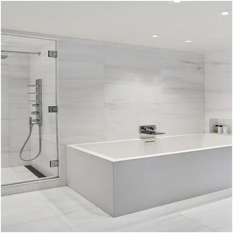 Bianco Dolomite Linear White Marble Tile For Luxury Bathroom Shower Tub Wall & Floor Decoration