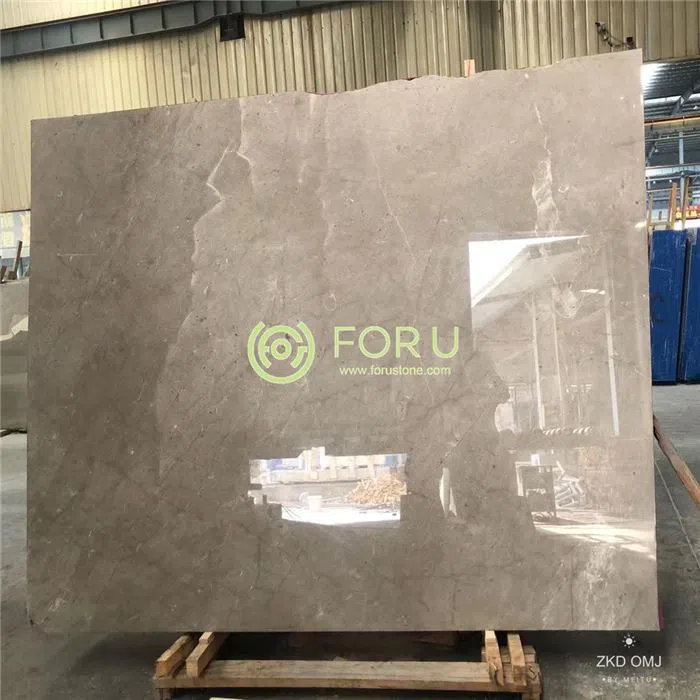 High-quality polished Castle Grey marble big slabs packed in sturdy wooden bundles at the FOR U STONE factory for wholesale.