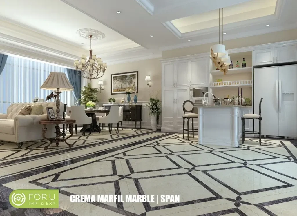 Crema Marfil Floor Tiles Application