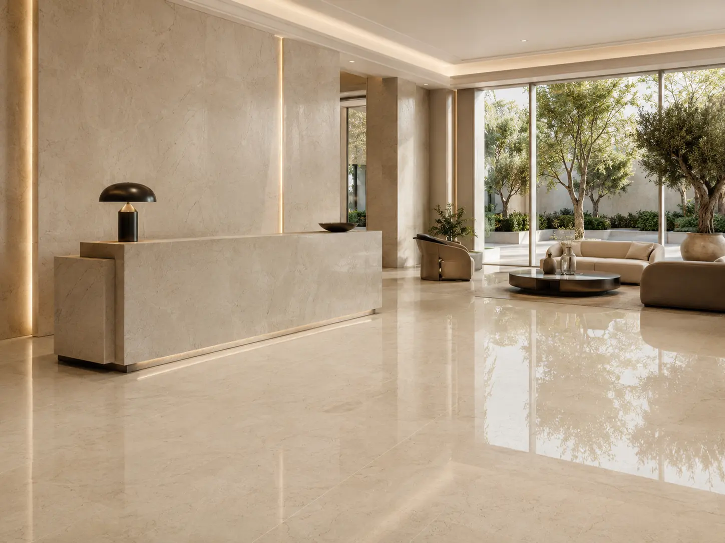 Crema Marfil Marble Application