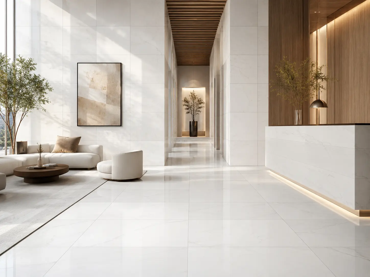 Crystal White Marble Tile Hotel Project