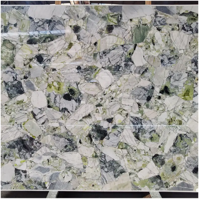 White Beauty Green Marble slab panel with dramatic green and grey veining for feature walls