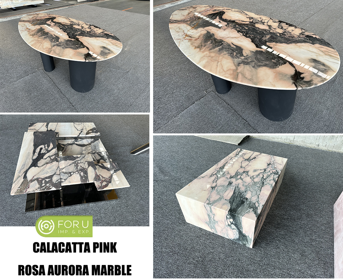 Calacatta Pink Rosa Aurora Marble Table Collection From FOR U STONE Calacatta Pink Rosa Aurora Marble Table Collection From FOR U STONE