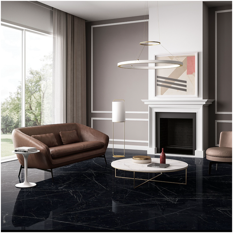 Nero Marquina Black Porcelain Floor Tiles