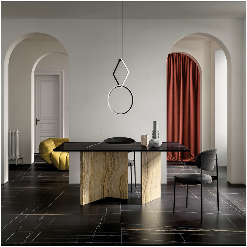 Sahara Noir Black Marble Effect Sintered Stone Floor Tiles