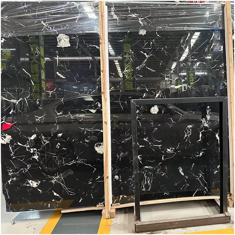 Centry Black Ice Flower Marble