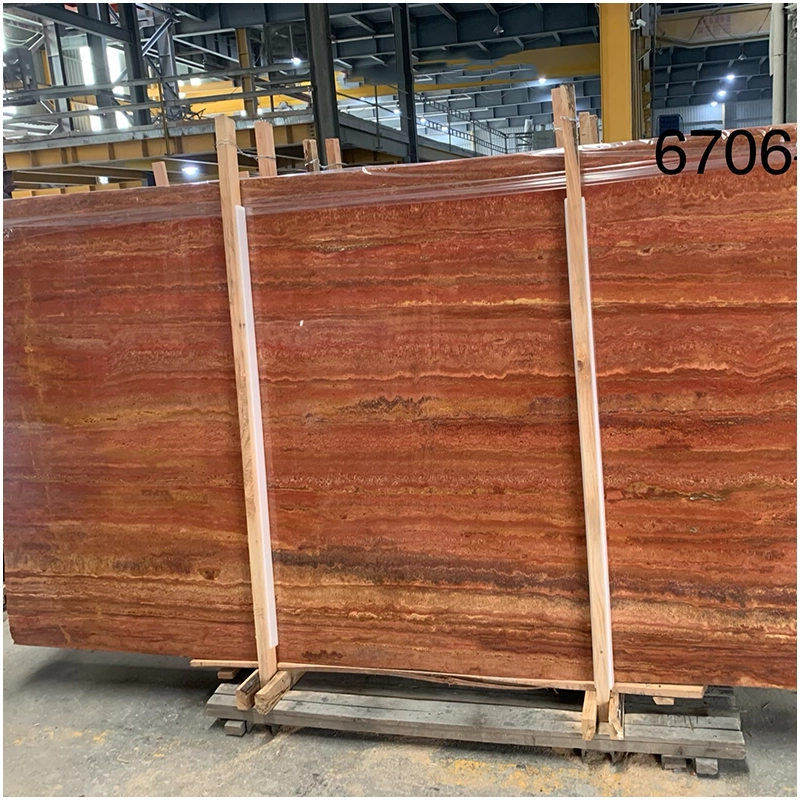 Red Travertine Polished Slabs