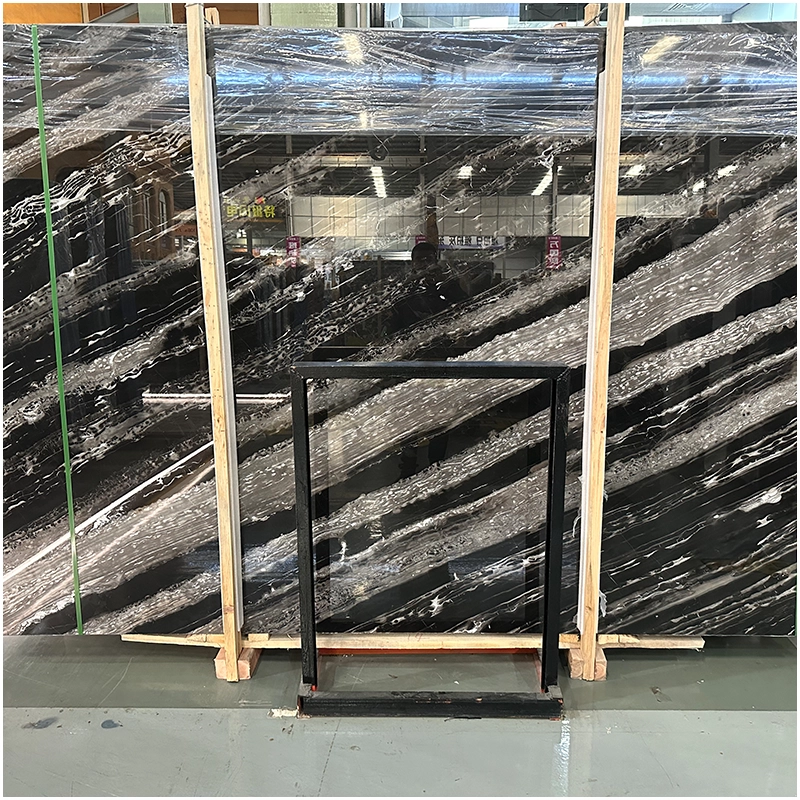Silver Portoro 45° Black Marble