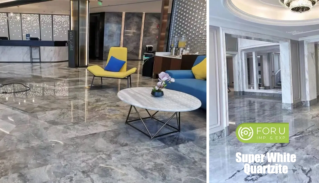 Super White Quartzite Flooring Projects FOR U STONE Super White Quartzite Flooring Projects FOR U STONE