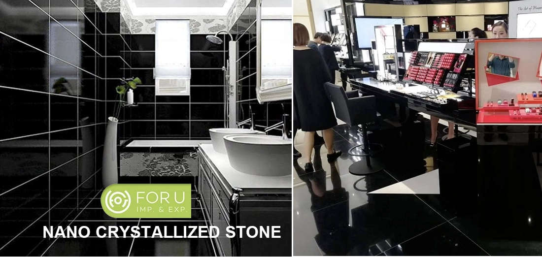 Super Black Nano Crystallized Marble Tiles and Bar Tops Projects FOR U STONE Super Black Nano Crystallized Marble Tiles and Bar Tops Projects FOR U STONE