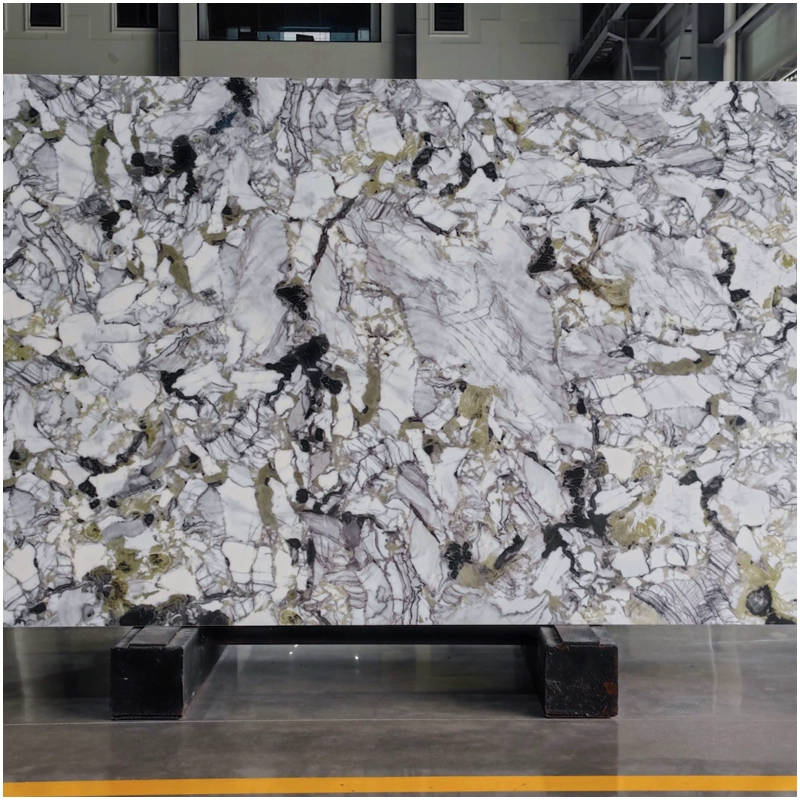 White Beauty Green Marble Crystallized Stone