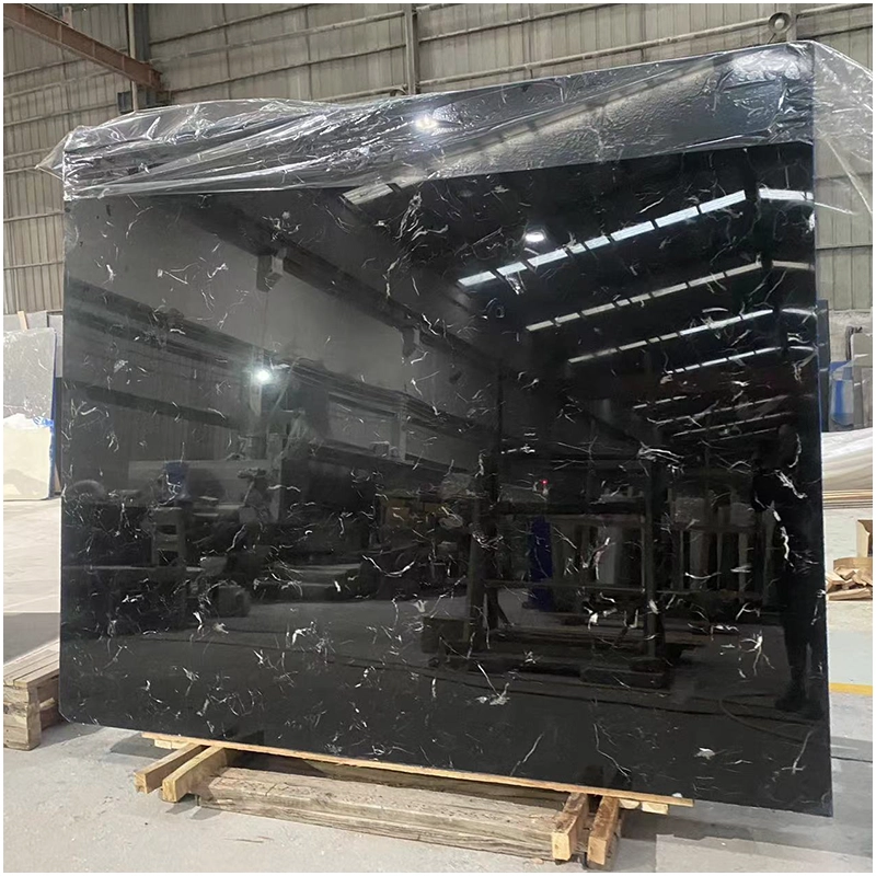 Century Flower Black And White Marble Slab