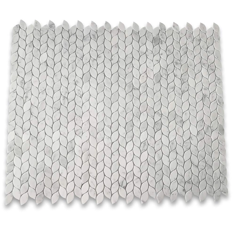 Leaf Shape Carrara Marble Mosaic Tiles