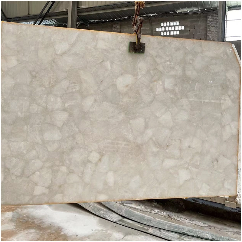 Bianco Cristallo Quartzite Backlit Slabs