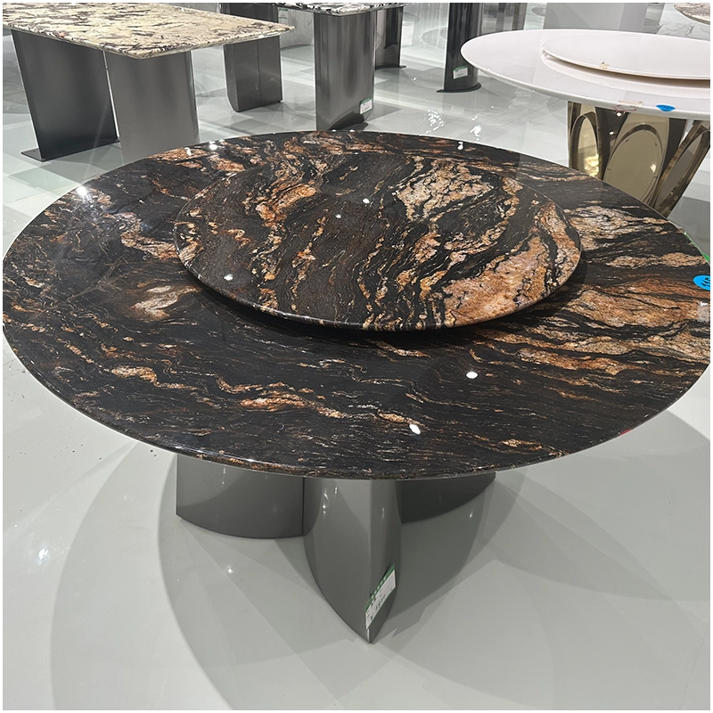 Round Titanium Gold Granite Tables