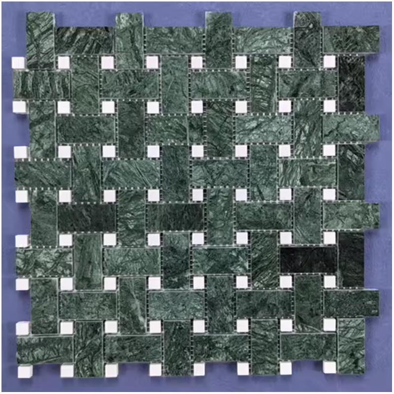 Basketweave Marble Mosaic Tile