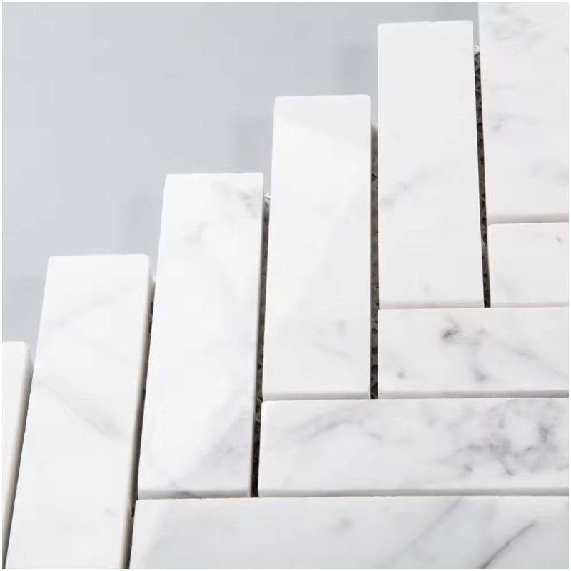 Bianco Carrara Marble Herringbone Tile