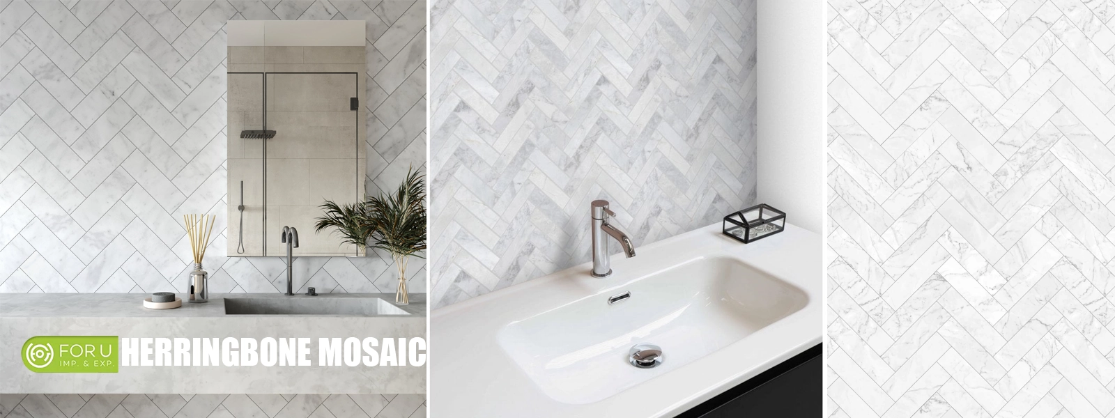 Herrringbone Marble Mosaic Tile Bathroom Floor and Wall Projects FOR U STONE Herrringbone Marble Mosaic Tile Bathroom Floor and Wall Projects FOR U STONE