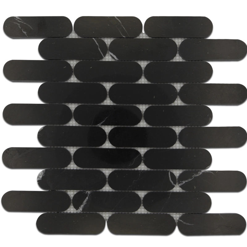 Marquina Black Oval Mosaic Tile