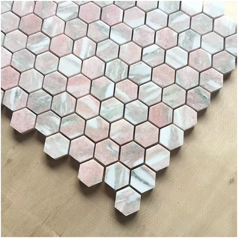 Norwegian Rose Pink Marble Mosaic Tile