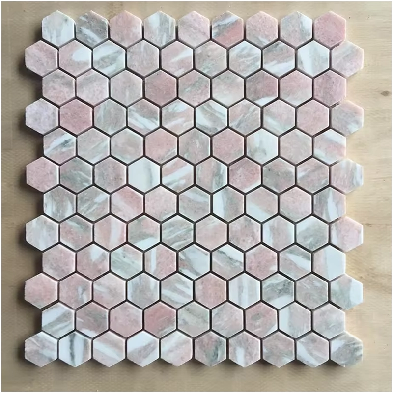 Rose Pink Hexagon Mosaic Tile