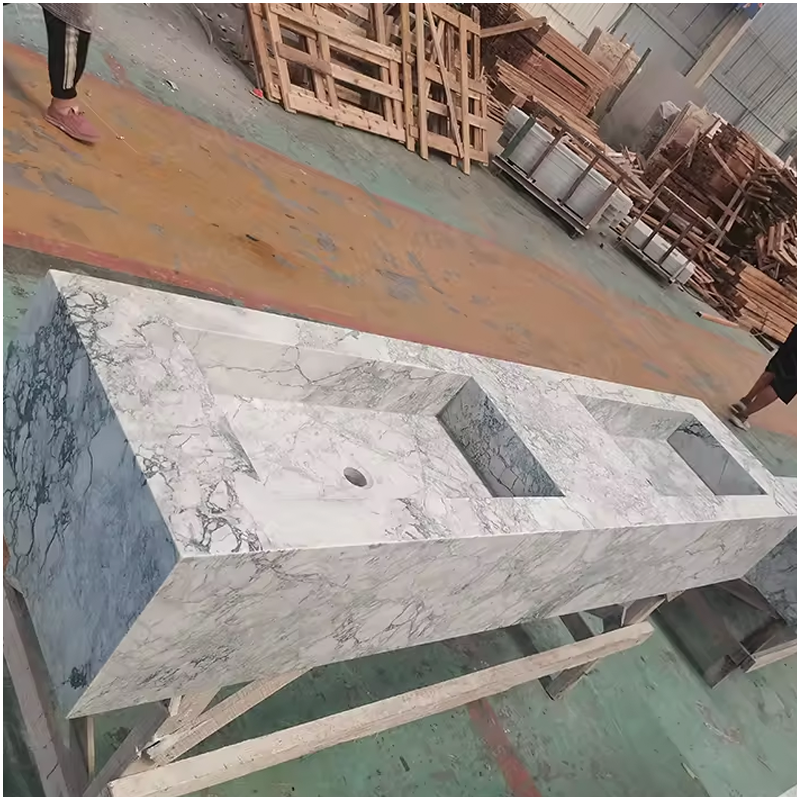 Integrated Super White Quartz Bathroom Countertop