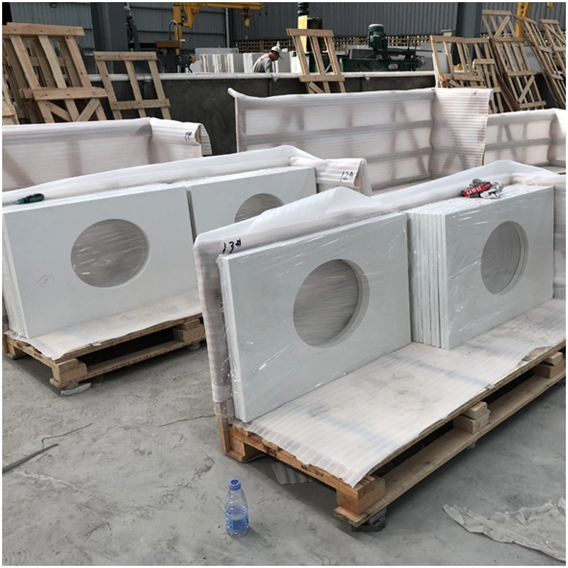 Single Sink White Quartz Bathroom Countertops